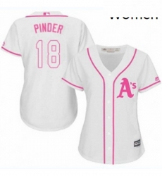 Womens Majestic Oakland Athletics 18 Chad Pinder Replica White Fashion Cool Base MLB Jersey 