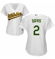 Womens Majestic Oakland Athletics 2 Khris Davis Authentic White Home Cool Base MLB Jersey 