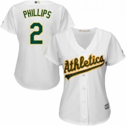 Womens Majestic Oakland Athletics 2 Tony Phillips Authentic White Home Cool Base MLB Jersey