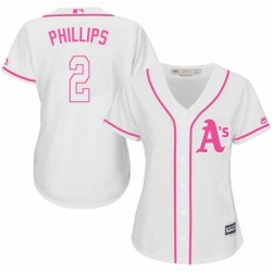 Womens Majestic Oakland Athletics 2 Tony Phillips Replica White Fashion Cool Base MLB Jersey