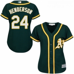 Womens Majestic Oakland Athletics 24 Rickey Henderson Authentic Green Alternate 1 Cool Base MLB Jersey