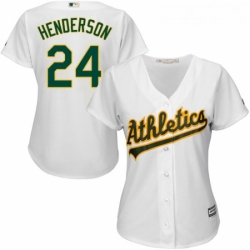 Womens Majestic Oakland Athletics 24 Rickey Henderson Authentic White Home Cool Base MLB Jersey