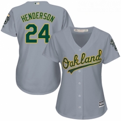 Womens Majestic Oakland Athletics 24 Rickey Henderson Replica Grey Road Cool Base MLB Jersey