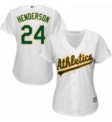 Womens Majestic Oakland Athletics 24 Rickey Henderson Replica White Home Cool Base MLB Jersey