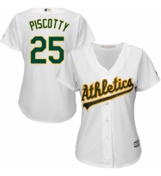 Womens Majestic Oakland Athletics 25 Stephen Piscotty Authentic White Home Cool Base MLB Jersey 