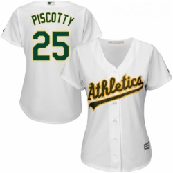 Womens Majestic Oakland Athletics 25 Stephen Piscotty Authentic White Home Cool Base MLB Jersey 