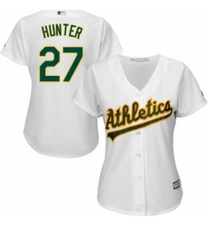 Womens Majestic Oakland Athletics 27 Catfish Hunter Replica White Home Cool Base MLB Jersey