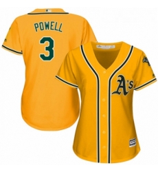 Womens Majestic Oakland Athletics 3 Boog Powell Authentic Gold Alternate 2 Cool Base MLB Jersey 