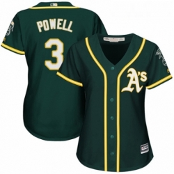 Womens Majestic Oakland Athletics 3 Boog Powell Authentic Green Alternate 1 Cool Base MLB Jersey 