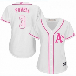Womens Majestic Oakland Athletics 3 Boog Powell Authentic White Fashion Cool Base MLB Jersey 