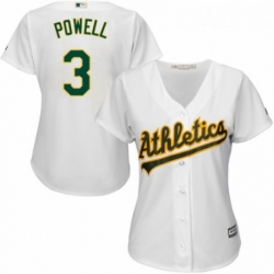 Womens Majestic Oakland Athletics 3 Boog Powell Replica White Home Cool Base MLB Jersey 
