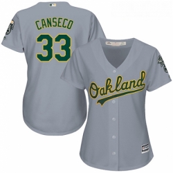 Womens Majestic Oakland Athletics 33 Jose Canseco Authentic Grey Road Cool Base MLB Jersey