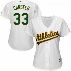 Womens Majestic Oakland Athletics 33 Jose Canseco Authentic White Home Cool Base MLB Jersey