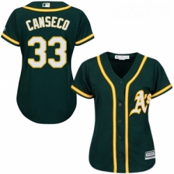 Womens Majestic Oakland Athletics 33 Jose Canseco Replica Green Alternate 1 Cool Base MLB Jersey