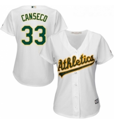 Womens Majestic Oakland Athletics 33 Jose Canseco Replica White Home Cool Base MLB Jersey