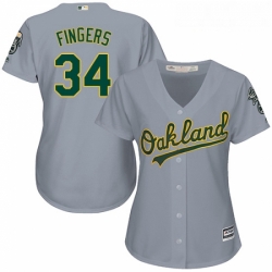 Womens Majestic Oakland Athletics 34 Rollie Fingers Replica Grey Road Cool Base MLB Jersey