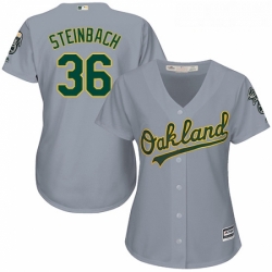 Womens Majestic Oakland Athletics 36 Terry Steinbach Authentic Grey Road Cool Base MLB Jersey