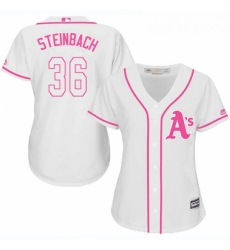 Womens Majestic Oakland Athletics 36 Terry Steinbach Authentic White Fashion Cool Base MLB Jersey
