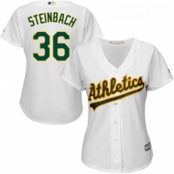 Womens Majestic Oakland Athletics 36 Terry Steinbach Authentic White Home Cool Base MLB Jersey