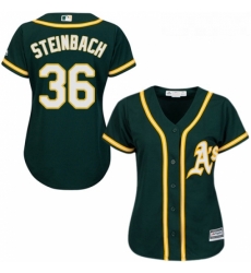 Womens Majestic Oakland Athletics 36 Terry Steinbach Replica Green Alternate 1 Cool Base MLB Jersey