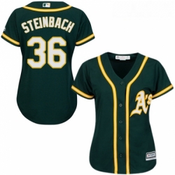 Womens Majestic Oakland Athletics 36 Terry Steinbach Replica Green Alternate 1 Cool Base MLB Jersey