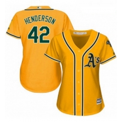 Womens Majestic Oakland Athletics 42 Dave Henderson Authentic Gold Alternate 2 Cool Base MLB Jersey