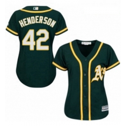 Womens Majestic Oakland Athletics 42 Dave Henderson Authentic Green Alternate 1 Cool Base MLB Jersey