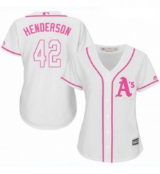 Womens Majestic Oakland Athletics 42 Dave Henderson Authentic White Fashion Cool Base MLB Jersey