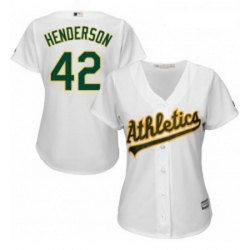 Womens Majestic Oakland Athletics 42 Dave Henderson Authentic White Home Cool Base MLB Jersey