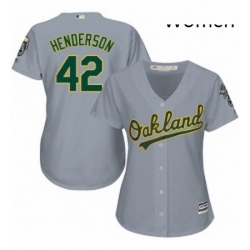 Womens Majestic Oakland Athletics 42 Dave Henderson Replica Grey Road Cool Base MLB Jersey