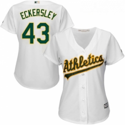 Womens Majestic Oakland Athletics 43 Dennis Eckersley Authentic White Home Cool Base MLB Jersey
