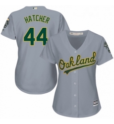 Womens Majestic Oakland Athletics 44 Chris Hatcher Authentic Grey Road Cool Base MLB Jersey 