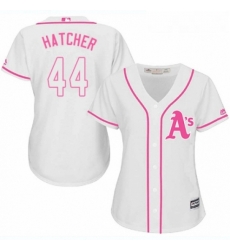 Womens Majestic Oakland Athletics 44 Chris Hatcher Authentic White Fashion Cool Base MLB Jersey 