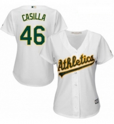 Womens Majestic Oakland Athletics 46 Santiago Casilla Authentic White Home Cool Base MLB Jersey