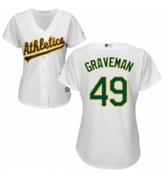 Womens Majestic Oakland Athletics 49 Kendall Graveman Authentic White Home Cool Base MLB Jersey 