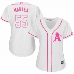 Womens Majestic Oakland Athletics 55 Sean Manaea Authentic White Fashion Cool Base MLB Jersey 
