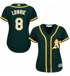 Womens Majestic Oakland Athletics 8 Jed Lowrie Replica Green Alternate 1 Cool Base MLB Jersey