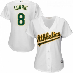 Womens Majestic Oakland Athletics 8 Jed Lowrie Replica White Home Cool Base MLB Jersey