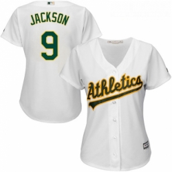 Womens Majestic Oakland Athletics 9 Reggie Jackson Authentic White Home Cool Base MLB Jersey