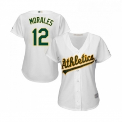 Womens Oakland Athletics 12 Kendrys Morales Replica White Home Cool Base Baseball Jersey 