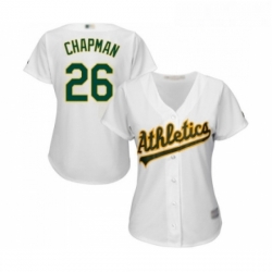 Womens Oakland Athletics 26 Matt Chapman Replica White Home Cool Base Baseball Jersey 