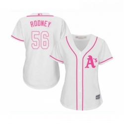 Womens Oakland Athletics 56 Fernando Rodney Replica White Fashion Cool Base Baseball Jersey 