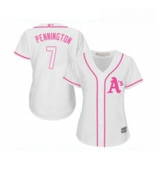 Womens Oakland Athletics 7 Cliff Pennington Replica White Fashion Cool Base Baseball Jersey 