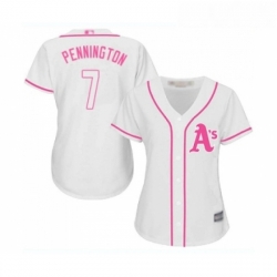 Womens Oakland Athletics 7 Cliff Pennington Replica White Fashion Cool Base Baseball Jersey 