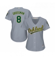 Womens Oakland Athletics 8 Robbie Grossman Replica Grey Road Cool Base Baseball Jersey 