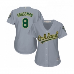 Womens Oakland Athletics 8 Robbie Grossman Replica Grey Road Cool Base Baseball Jersey 