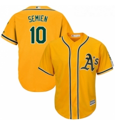 Youth Majestic Oakland Athletics 10 Marcus Semien Replica Gold Alternate 2 Cool Base MLB Jersey