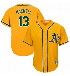 Youth Majestic Oakland Athletics 13 Bruce Maxwell Authentic Gold Alternate 2 Cool Base MLB Jersey 