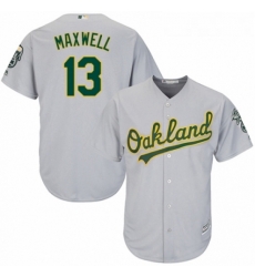 Youth Majestic Oakland Athletics 13 Bruce Maxwell Replica Grey Road Cool Base MLB Jersey 