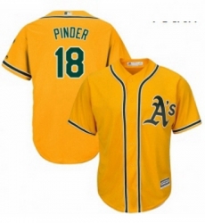 Youth Majestic Oakland Athletics 18 Chad Pinder Authentic Gold Alternate 2 Cool Base MLB Jersey 